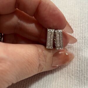 18kt white gold filled AAACubic zirconia huggie hoops